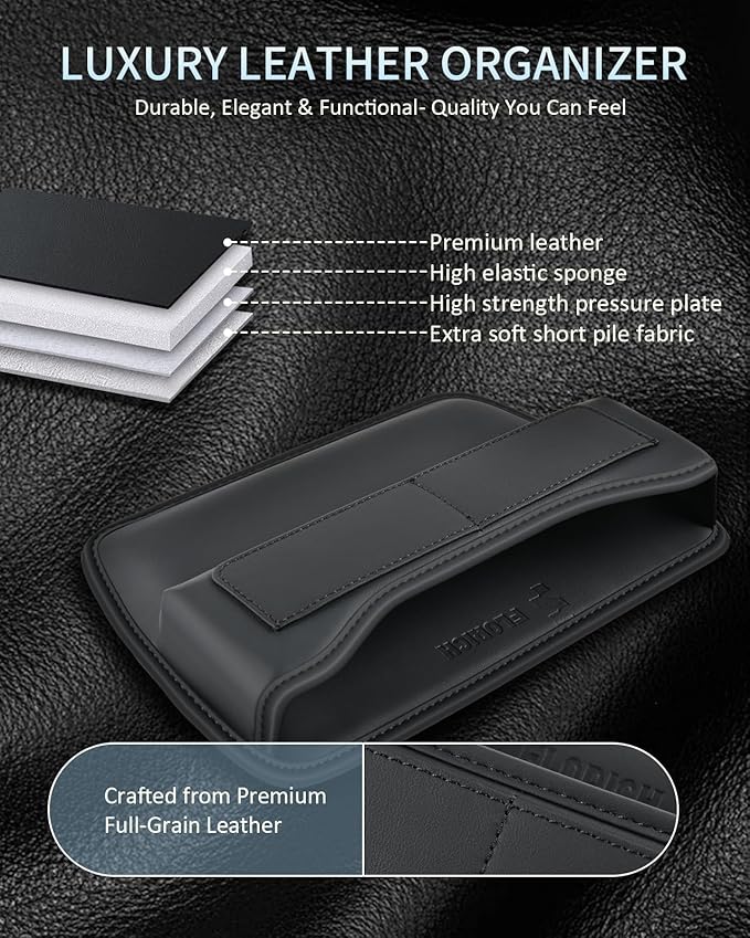 FLORICH Car Seat Gap Filler, Premium Leather Center Console Organizer, Front Seats Gap Filler Organizer and Storages Universal Fit for Car SUV Truck