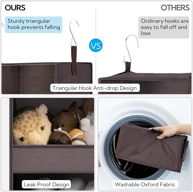 GRANNY SAYS 3-Shelf Closet Organizers and Storage, Foldable Hanging Closet Organizer, Hanging Closet Shelves with 2 Metal Hoo