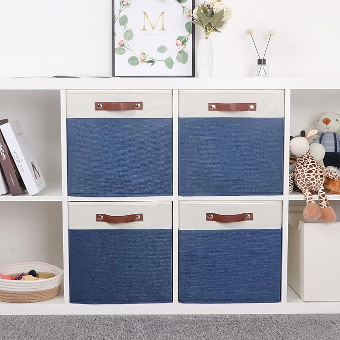 Temary Fabric Storage Bins for Cube Organizer 4 Pack Cube Storage Bins 13 Storage Cubes for Shelves Storage Baskets for Organ