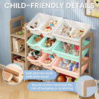 Toy Storage Organizer - Toy Organizers and Storage with Bookshelf, Toy Storage Shelf with 3 Shelves and 12 Storage Bins, Kids