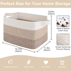 OIASKET Storage Baskets for Organizing, Woven Baskets for Shelves, Rectangle Decorative Organizer for Storage Clothes, Toy, B