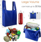 BeeGreen Blue Reusable Grocery Bags Wholesale Royal Reusable Kitchen Bags Bulk Foldable-Machine Washable with Zipper Storage Pouch 50 Packs