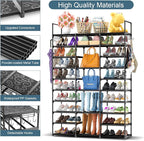 Kottwca 3 Row 10 Tier Large Shoe Rack Organizer for Closet Entryway, 60-65 Pair Shoe Boot Storage Rack, Metal Shoe Shelf Tall