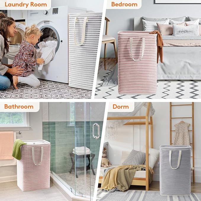 Lifewit 2 Pack Laundry Basket 80L Each, Collapsible Clothes Hamper with Reinforced Handles, Freestanding Waterproof Design fo