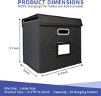 2 Pack Hanging File Folder Box with Lid, Durable Letter Size Filing Storage Box, Sturdy Magazine File Holder with Cardboard S