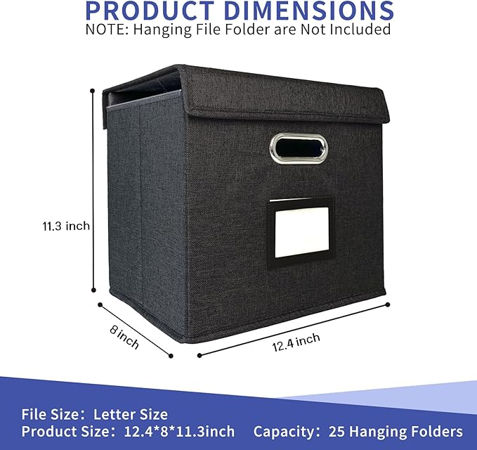 4 Pack Hanging File Folder Box with Lid, Durable Letter Size Filing Storage Box, Sturdy Magazine File Holder with Cardboard S