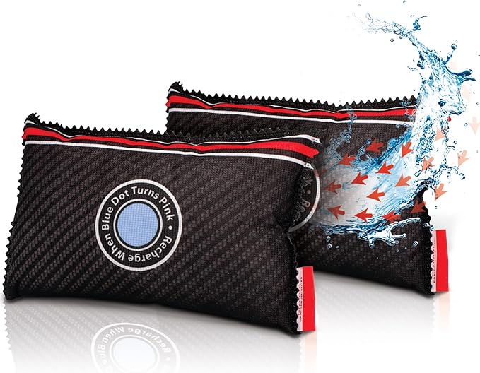Reusable Car Dehumidifier Bag (2 Pack) Rechargeable Dehumidifier bags for Car, Trucks, and RVs - Prevent Damp & Moisture on