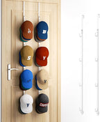 HapiRm Over Door Hat Rack - 2 Packs Hat Organizer with 8 Hooks Design, Hanging Baseball Cap Organizer Storage Holds Up to 40 