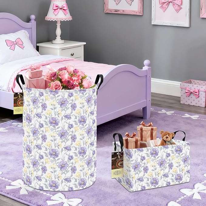 HUNRUNG Laundry Hamper,Large Canvas Fabric Lightweight Storage Basket Toy Organizer Dirty Clothes Collapsible Waterproof for 