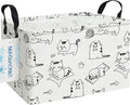 LANGYASHAN Rectangular Storage Bin Collapse Canvas Fabric Cartoon Storage Basket with Handles for Organizing Home Kitchen Boy