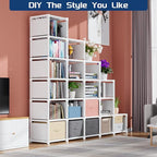 Mavivegue Book Shelf, 20 Cube Storage Organizer, DIY Bookcase, Metal Cube Bookshelf, Tall Book case for Bedroom, Living Room,