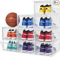 Attelite X-Large Clear Shoe Boxes Stackable Plastic Shoe Organizer ,Thicken & Sturdy Shoe Storage Box with Magnetic Door, Dro