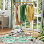 Simple Trending Standard Clothes Clothing Garment Rack with Storage Shelves, Rolling Clothes Organizer on Wheels for Hanging 