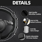 NBTEPEM 10 Pcs Car Floor Mats Full Set Car Accessories, Microfiber Leather Steering Wheel Covers 14.5-15 inch, Center Console Cover, Seat Belt Pads, Cup Coasters, Universal Interior Decor(Gray)