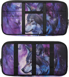 Wolf Car Sun Visor Organizer Card Cash Pouch with Multi-Pocket Pouch Case Bag for License Pen Key Auto Interior Accessories for SUV