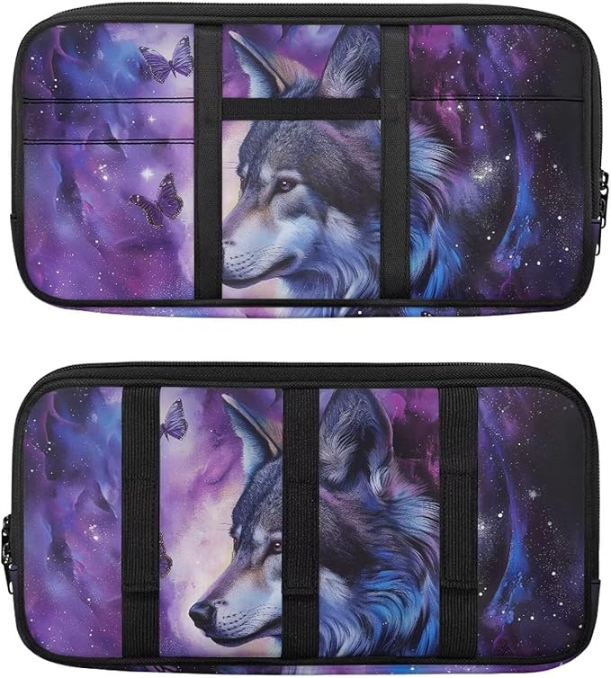 Wolf Car Sun Visor Organizer Card Cash Pouch with Multi-Pocket Pouch Case Bag for License Pen Key Auto Interior Accessories for SUV