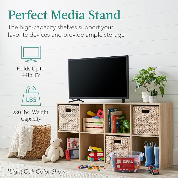 Best Choice Products 8-Cube Storage Organizer, 11in Shelf Opening, Bookcase, Display Shelf, Customizable w/ 3 Removable Back 
