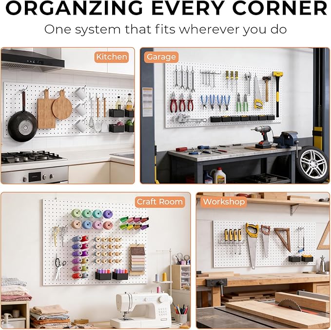 INCLY 278PCS Pegboard Accessories Organizer Kit, Peg Board Hooks Assortment with Bins for Organizing Various Tools, Fit 1/8 o