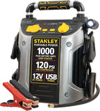 STANLEY J5C09 1000 Peak Amp Automotive Jump Starter, Portable Power - 2.1A/10W USB Port, 12V Outlet, 120 PSI Air Compressor