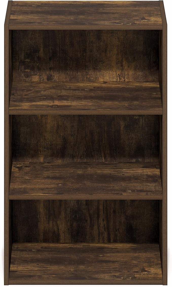 Furinno Basic Book Shelf, 3-Tier Bookshelf, Storage Organizer Bookcase with Open Shelf, 11 x 17 x 26, for Living Room, Bedroo