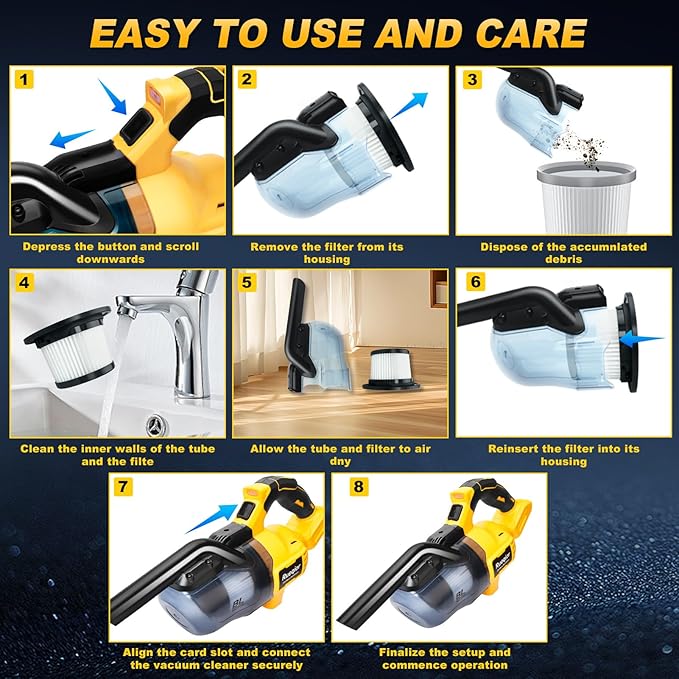 Cordless Vacuum Compatible with DeWalt 20V Battery, 5 in 1 Brushless Vacuum Cleaner with 50KPA 500W Powerful Motor, 50 CFM Po