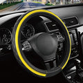 Road Comforts Leather Steering Wheel Cover – Black & Yellow, Universal Fit 14.5-15 Inch, Microfiber Leather, Anti-Slip & Brea