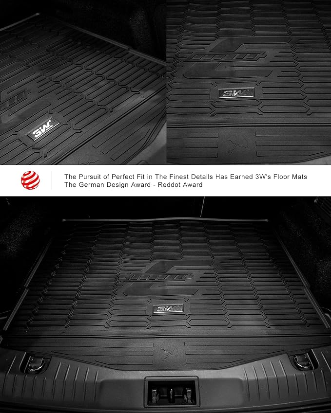 3W Floor Mats & Cargo Liner Fit for Ford Mustang Mach E 2021-2025 2026 TPE All Weather Custom Fit Floor Liner 1st 2nd Row and Trunk Mat Full Set Mats (Trunk Base Upper Only)