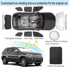 TINGLU Window Shades for Jeep Grand Cherokee 2011-2021(NOT for Grand Cherokee L) 8PCS Accessories Car Side Full Windows Rear Triangular Windshield Sun Shade Sun UV Rays Privacy Protection for Camping