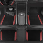 CAR PASS Faux Leather Steering Wheel Cover and Waterproof Car Floor Mats, Universal Car Combo Fit for 95% Sedan,SUV,Cars, 14.5-15inch Sporty Anti-Slip Safety Comfortable Design Burgundy