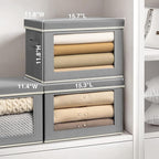 Homsorout Storage Bins with Lids, 3 Pack Large Storage Cubes with Window, Closet Bins with Lids & Handles, Fabric Box for Org