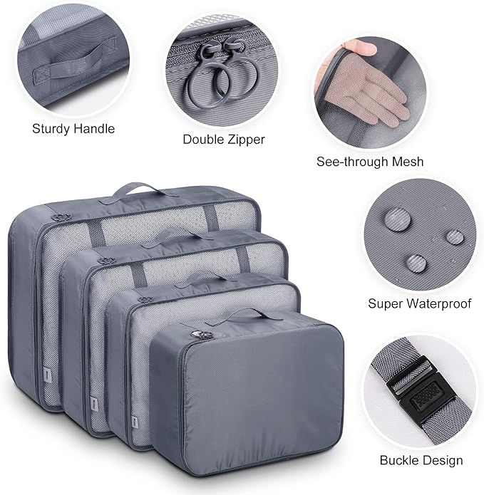 Mossio 9 Set Packing Cubes with Shoe Bag & Electronics Bag - Luggage Organizers Suitcase Travel Accessories
