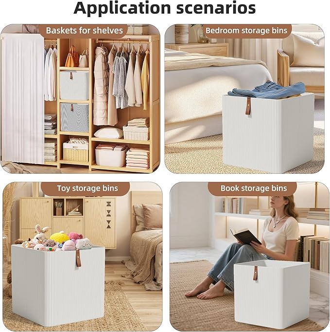 Cube Storage Bin 12x12 in- 2 Pack,Collapsible Fabric Storage Bins,Open Home Storage Bins,Baskets for organizing,For Clothing 