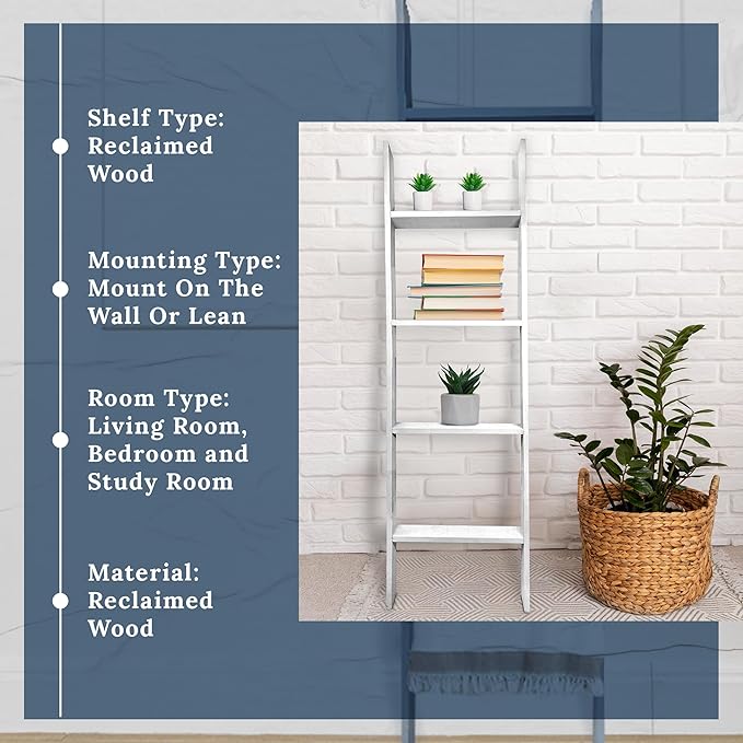 BARNWOODUSA Throw Blanket Ladder – Fully Assembled Reclaimed Wood – Rustic Decorative Ladder for Towels, Quilts, & More – Per