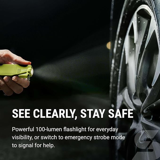 Sabre Safe Escape™ 3-in-1 Car Escape Tool for Car Safety with Spring-Loaded Window Breaker, No Swing Required, Seat Belt Cutt