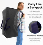 VELVETSURE Heavy Duty Extra Large Moving Bags W/Backpack Straps - Strong Handles & Zippers, Storage Totes For Space Saving, F