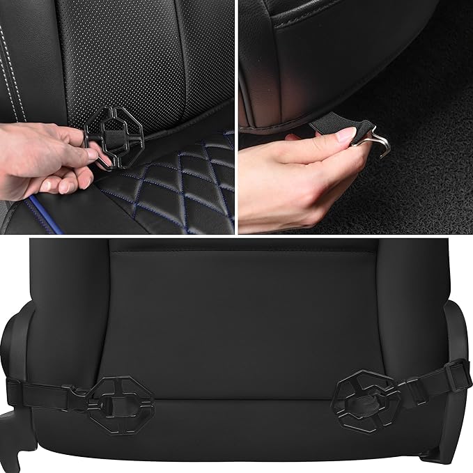 CAR PASS 2 Pack Leather Front Car Seat Covers, Bottom Seat Covers Full Wrapped with Storage Pocket, Anti-Slip PU Seat Protect