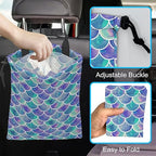 Car Trash Bag Hanging Mermaid Rainbow Scales Car Trash Can Waterproof Garbage Bag Hanging for Car Back Seat