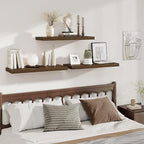 Fun Memories Deep Floating Shelves, 32W x 12D Rustic Brown Wall Shelves, 32 Long Rustic Wood Wide Storage Shelves for Bedroom