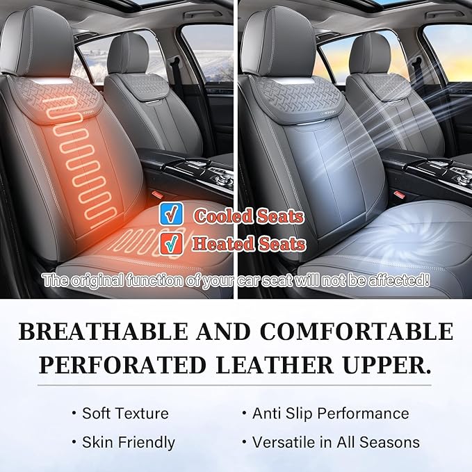 Coverado Car Seat Covers Full Set, Luxury Leather Car Seat Cover, Front and Back Seat Covers for Cars, Waterproof Car Seat Pr