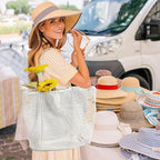 KALIDI BeachNylon Mesh Tote Bag, Casual Tote Bag Hobo Women Foldable MAX 23L Shoulder Bag For Beach Picnic Vacation