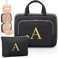 Gifts for Women, Initial Toiletry Makeup Bag Hanging Cosmetic Organizer with Embroidery Letter Personalized Nurse Teacher App