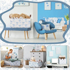 Boao 3 Pcs Blue Bow Storage Bin Collapsible Large Storage Baskets for Gifts Empty Candy Holiday Decor Canvas Laundry Basket F