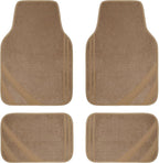 CAR PASS Beige Car Floor Mats, Edge Leather Waterproof Car Mats with Double Stitch Line and Anti-Slip Backing Design, Fit 95%