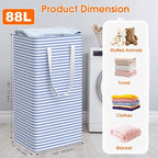 3 Pack Large Laundry Basket,Waterproof & Freestanding Laundry Hamper,Collapsible Clothes Hampers with Easy Carry Long & Reinf