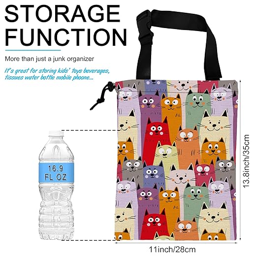 Car Trash Bag Cute kitten Cats Car Garbage Bag Hanging Car Trash Can for Back Seat with Drawstring