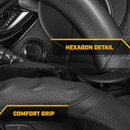 Cat® HexSport Black Carbon Fiber Steering Wheel Cover, Durable and Comfortable with Advanced Grip, Car Steering Wheel Cover for Auto Truck Van SUV - Standard 14.5" - 15 Inches