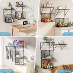 2 Pack Laundry Room Shelves Organization And Storage,Wall Mounted Clothes Drying Rack With Wire Mesh Basket Over Washer And D