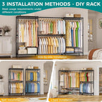 SINGAYE Clothes Rack Portable Closet Coat Wardrobe Heavy Duty Clothing Racks System Organizers and Storage for Hanging Clothe