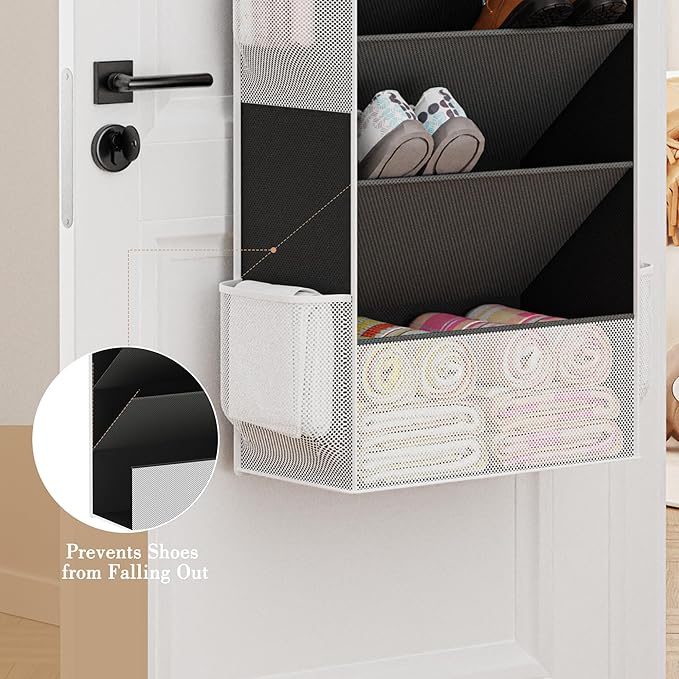 Criusia Shoe Organizer, Over the Door Shoe Organizer for Closet, Hanging Closet Shoe Storage with Large Deep Pockets, Holds S