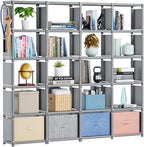 Mavivegue Book Shelf, 20 Cube Storage Organizer, DIY Bookcase, Metal Cube Bookshelf,Tall Book case for Bedroom, Living Room,O